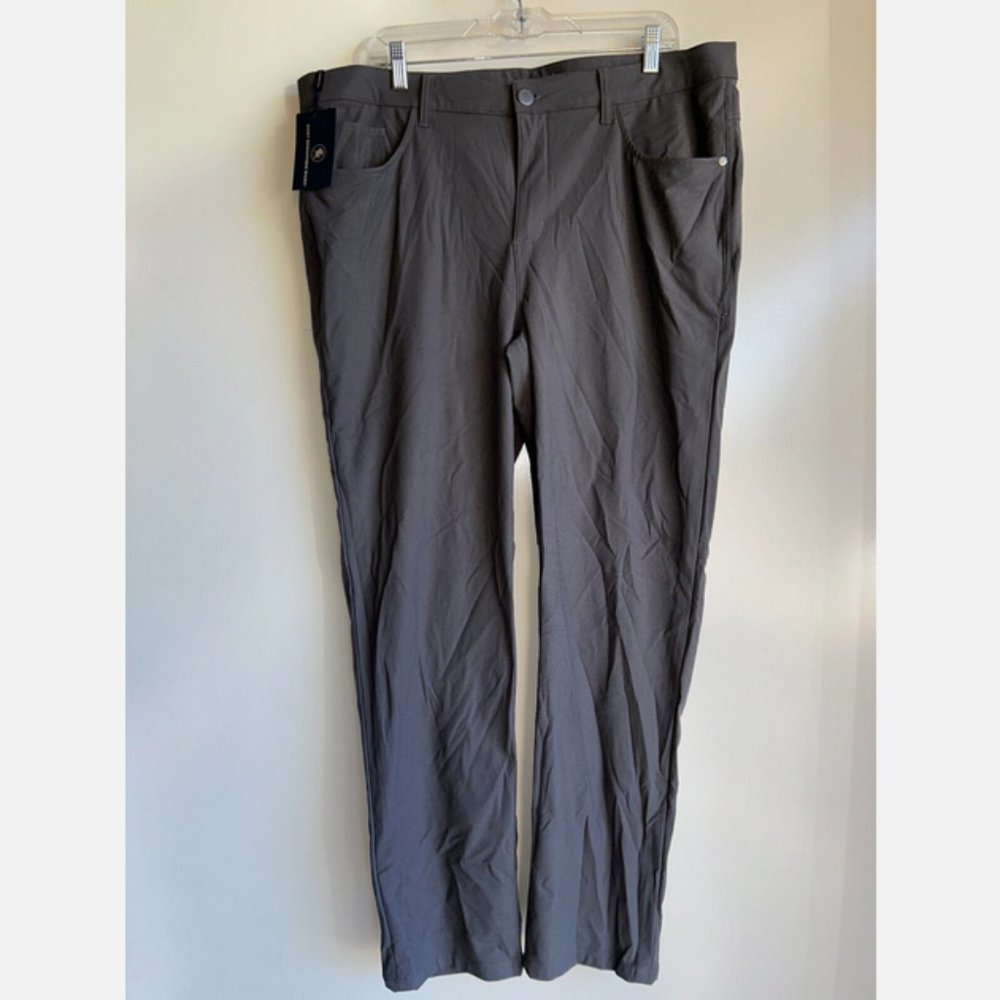 NWT Hart Schaffner Marx Men's Gray 5-Pocket Tech Golf Flat Front Pants Sz 40x32